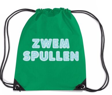 Bellatio Decorations Zwemspullen rugzakje - groen - nylon zwemtas - met rijgkoord - zwemles - sport