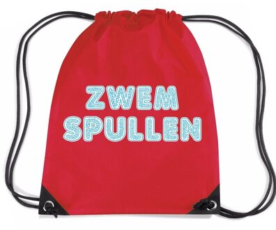 Bellatio Decorations Zwemspullen rugzakje - rood - nylon zwemtas - met rijgkoord - zwemles - sport