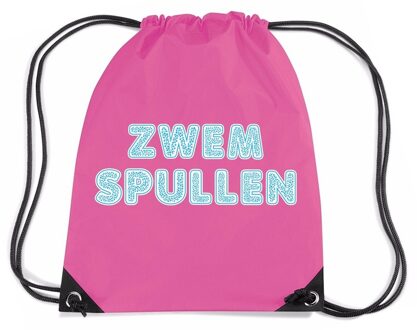 Bellatio Decorations Zwemspullen rugzakje - roze - nylon zwemtas - met rijgkoord - zwemles - sport