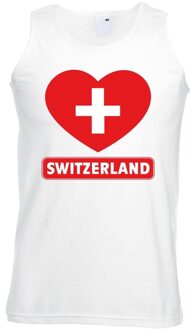 Bellatio Decorations Zwitserland hart vlag singlet shirt/ tanktop wit heren