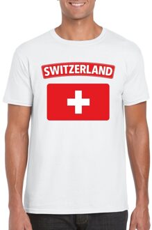 Bellatio Decorations Zwitserland supporters t-shirt - met vlag print - wit - voor heren - landen - kleding