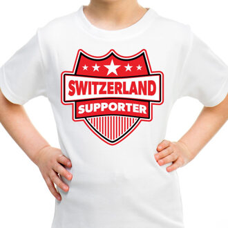 Bellatio Decorations Zwitserland / Switzerland schild supporter  t-shirt wit voor kin XL (158-164)