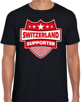 Bellatio Decorations Zwitserland / Switzerland schild supporter t-shirt zwart voor heren