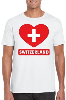 Bellatio Decorations Zwitserland t-shirt met zwitserse vlag in hart wit heren 2xl