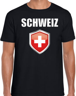 Bellatio Decorations Zwitserland vlag thema landen t-shirt - zwart - voor heren - Supporters kleding - korte mouwen