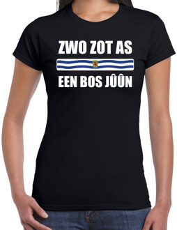 Bellatio Decorations Zwo zot as een bos juun met vlag Zeeland t-shirt zwart dames - Zeeuws dialect cadeau shirt 2XL