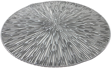 Bellatio Design 10x stuks ronde placemats zilver geponst 38 cm - Tafeldecoratie - Borden onderleggers van kunststof