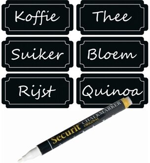 Bellatio Design 120x stuks voorraadkast/keuken/weckpot krijtbord etiketten met witte krijtstift - Schoolbord labels/stickers