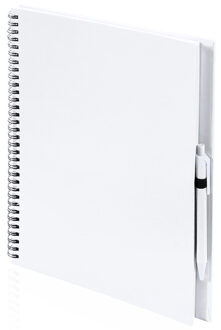 Bellatio Design 2x Schetsboeken witte harde kaft A4 formaat - 80x vellen blanco papier - Teken boeken