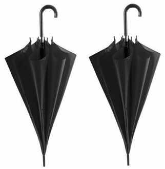 Bellatio Design 2x Zwarte automatische paraplus 107 cm - Paraplu's