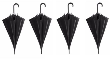 Bellatio Design 4x Zwarte automatische paraplus 107 cm - Paraplu's