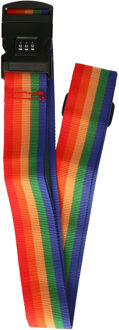 Bellatio Design Bagageriem - regenboog - kofferriem met cijferslot - 200 x 6 cm - verstelbaar