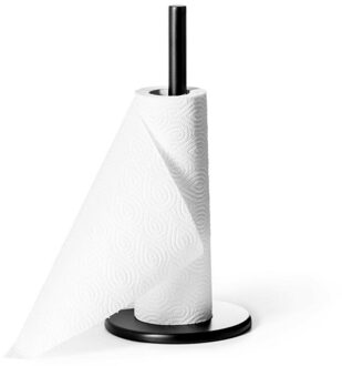 Bellatio Design BD Keukenrolhouder - zwart - staand - keukenrol houder - RVS - H32 cm