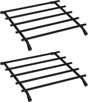 Bellatio Design BD Pannenonderzetter - 2x - zwart - metaal - 20 x 20 cm - ovenschaal onderzetter