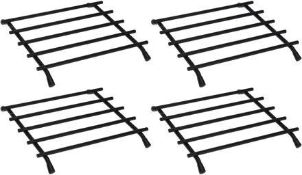 Bellatio Design BD Pannenonderzetter - 4x - zwart - metaal - 20 x 20 cm - ovenschaal onderzetter