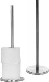 Bellatio Design BD Reserverolhouder - 2x - zilver - 5 rollen - metaal -45 cm- wc rolhouder - toiletrolhouder