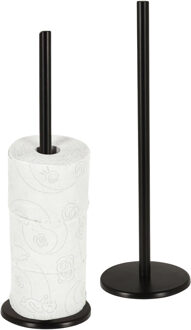 Bellatio Design BD Reserverolhouder - 2x - zwart - 5 rollen - metaal - 45 cm - wc rolhouder - toiletrolhouder