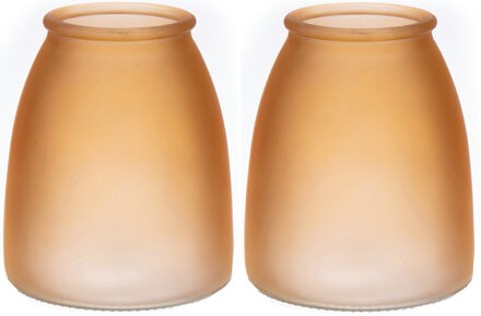 Bellatio Design Bloemenvaas - 2x - bruin - mat glas - D13 x H15 cm