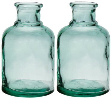 Bellatio Design Bloemenvaas - 2x - gerecycled glas transparant helder - D12 x H20 cm - Vazen