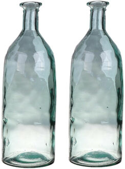 Bellatio Design Bloemenvaas - 2x - helder - transparant gerecycled glas - D12 x H35 cm