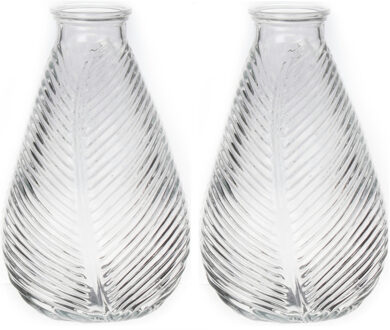 Bellatio Design Bloemenvaas - 2x - helder - transparant glas - D14 x H23 cm