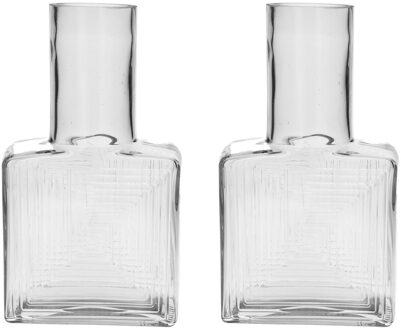 Bellatio Design Bloemenvaas - 2x - helder - transparant glas - D6 x H23 cm