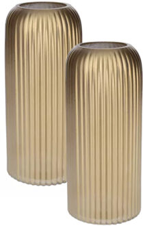 Bellatio Design Bloemenvaas - 2x - metallic goud - glas - D10 x H25 cm - vaas