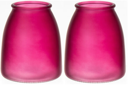 Bellatio Design Bloemenvaas - 2x - paars - mat glas - D13 x H15 cm
