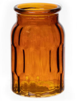 Bellatio Design Bloemenvaas - bruin - transparant glas - D12 x H18 cm