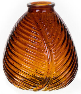 Bellatio Design Bloemenvaas - bruin - transparant glas - D14 x H16 cm