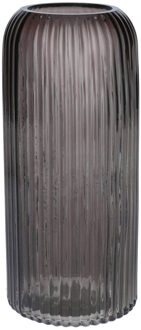 Bellatio Design Bloemenvaas - grijs - transparant glas - D10 x H25 cm