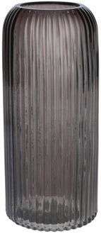 Bellatio Design Bloemenvaas - grijs - transparant glas - D9 x H20 cm