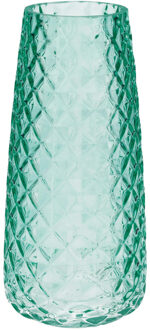 Bellatio Design Bloemenvaas - groen - transparant glas - D10 x H21 cm - Vazen