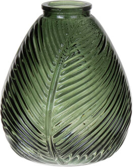 Bellatio Design Bloemenvaas - groen - transparant glas - D14 x H16 cm