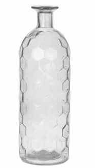 Bellatio Design Bloemenvaas - helder glas honingraat - D7 x H20 cm - Vazen Transparant