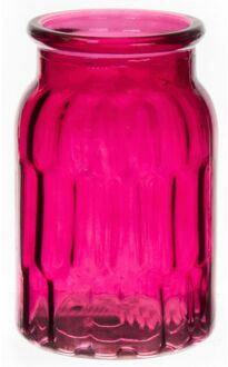 Bellatio Design Bloemenvaas klein - fuchsia roze - glas - D10 x H16 cm - Vazen