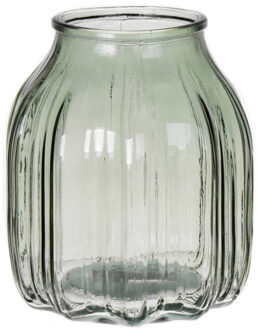Bellatio Design Bloemenvaas klein - lichtgroen - transparant glas - D14 x H16 cm