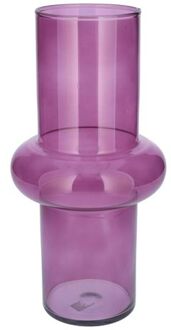 Bellatio Design Bloemenvaas - paars transparant gerecycled glas - D15 x H31 cm - Vazen