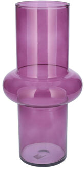 Bellatio Design Bloemenvaas - paars - transparant gerecycled glas - D15 x H31 cm