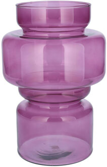 Bellatio Design Bloemenvaas - paars - transparant gerecycled glas - D17 x H25 cm