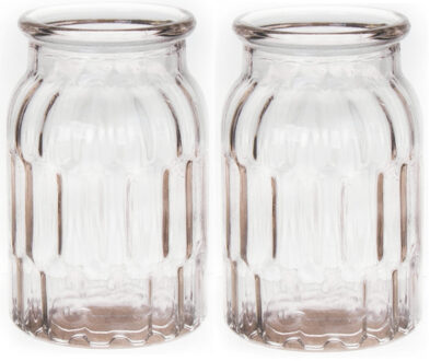 Bellatio Design Bloemenvaas - set van 2x - helder - transparant glas - D12 x H18 cm - Vazen
