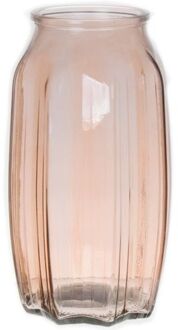 Bellatio Design Bloemenvaas - taupe/bruin - glas - D12 x H22 cm - Vazen