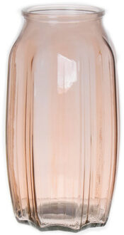 Bellatio Design Bloemenvaas - taupe/bruin - transparant glas - D12 x H22 cm