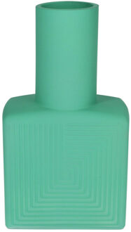 Bellatio Design Bloemenvaas - turquoise - matglas - D6 x H23 cm