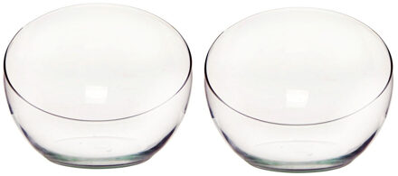 Bellatio Design Bolvaas schuine schaal - 2x - gerecycled glas - D21 x H16 cm - Vazen Transparant