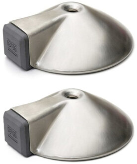 Bellatio design Deurstopper - 2x - RVS - 8,5 x 8,5 x 2,6 cm - deurbuffers