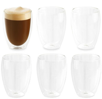 Bellatio Design Dubbelwandige glazen - 6x st - 350 ml - transparant - glas - thee/koffie