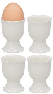 Bellatio Design Eierdopjes Alegre - set van 4x - wit - porselein - 5 x 6 cm