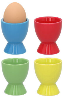 Bellatio Design Eierdopjes Basic - set van 12x - multi kleuren - porselein - 5 x 6 cm