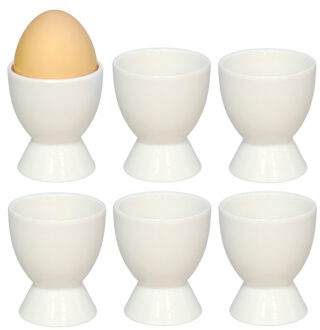 Bellatio Design Eierdopjes Basic - set van 6x - wit - porselein - 5 x 6 cm